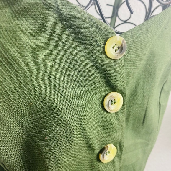 JAPNA Dress Linen Olive Green M Backless - Picture 4 of 12